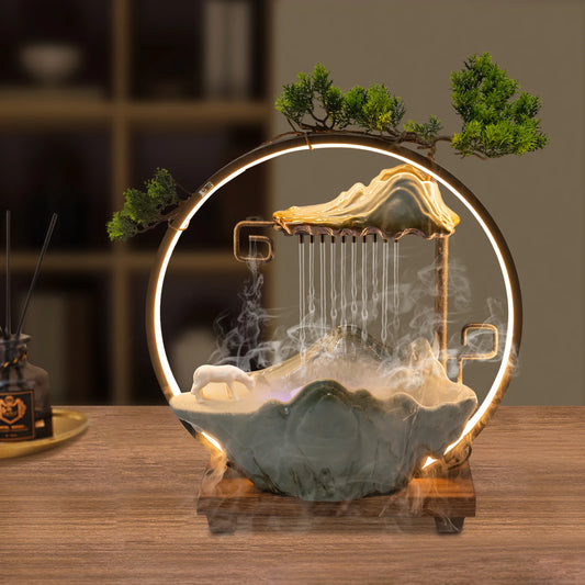 Tabletop Water Fountain LED Mist Decor For Meditation