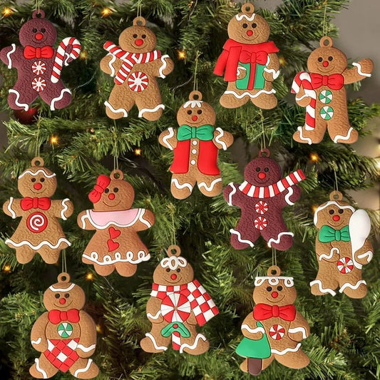 36pcs Gingerbread Man Ornaments for Christmas Tree Assorted Gingerbread Figurines Ornaments Christmas Tree Hanging Decorations