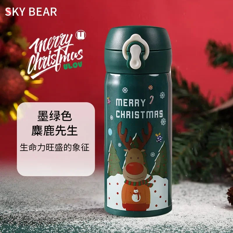 Christmas Insulated Cup Cute Cartoon Reindeer Cup Holiday Gift