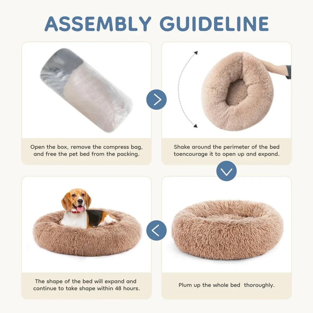 Fujian Orthopedic Round Dog Cat Bed Washable Plush Sofa
