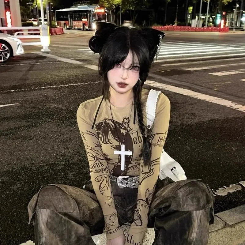 Gothic Y2K HandcraftedArtisanal Distressed Wood Cross Pendant Necklace For Unisex