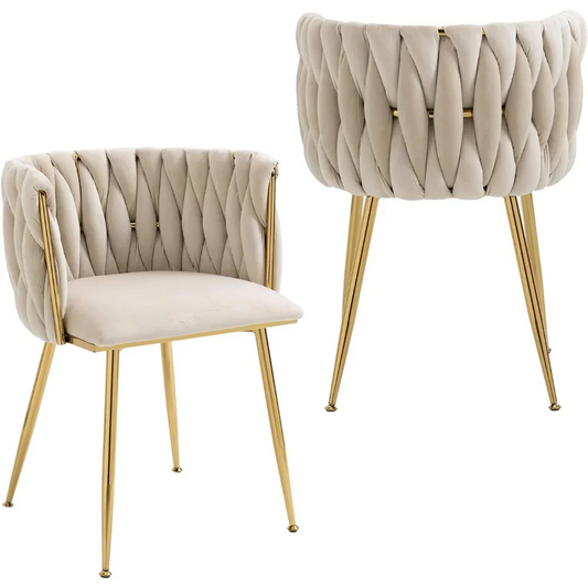 Velvet Dining Chairs Set of 2 with Gold Metal Legs