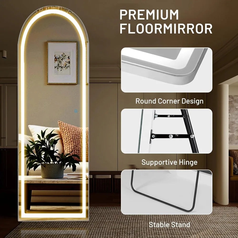 Hign Concerned Arched LED Full Length Mirror With Lights