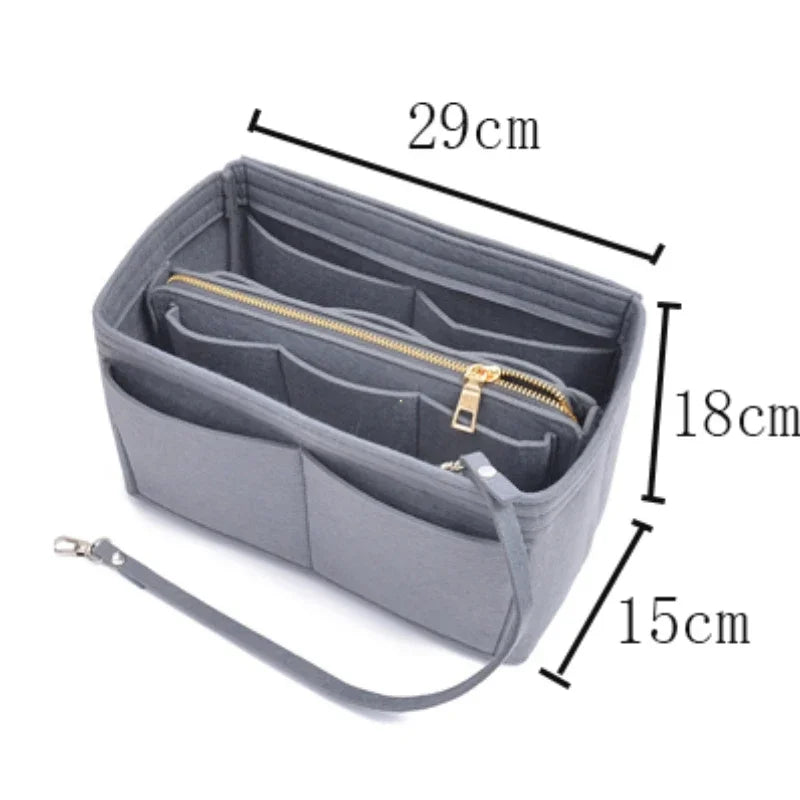 Multifunctional Large Capacity Makeup Storage Bag Felt Cloth Liner Travel Insert Portable Bag in Bag Cosmetic Organizer